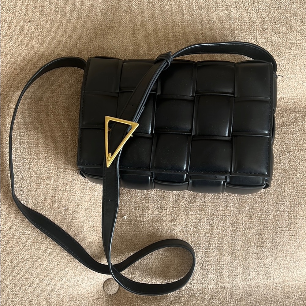 Woven Faux Leather Crossbody